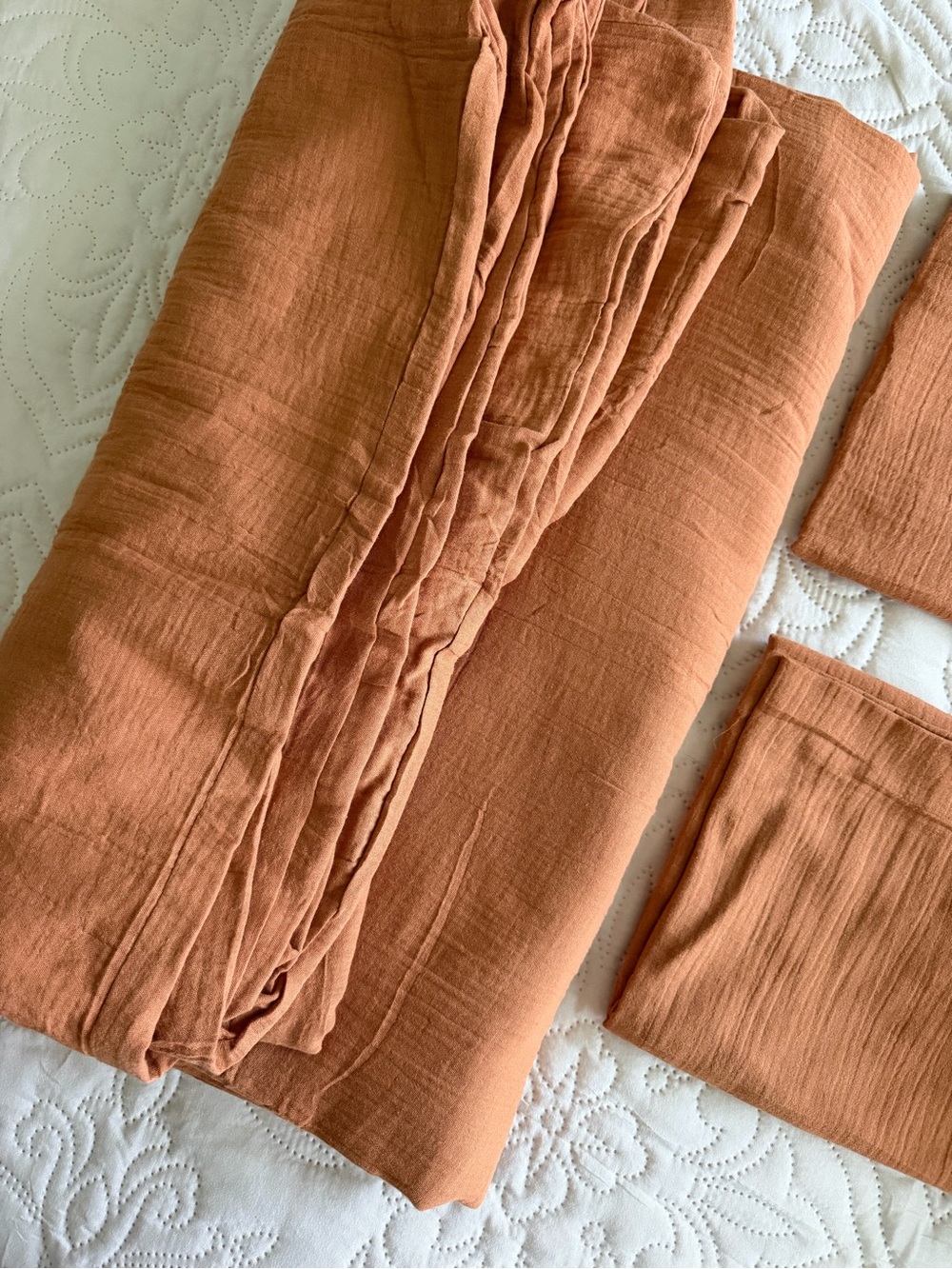 100% Organic Cotton Muslin Duvet Cover Set Queen – Brown - Picture 5 of 6